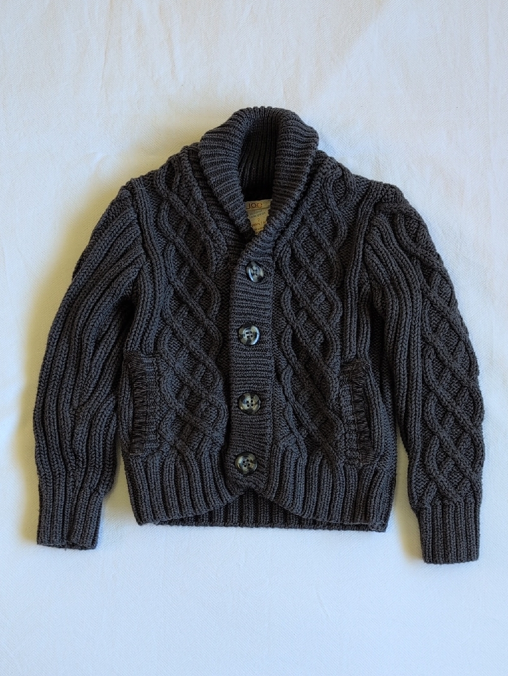joe fresh thick cotton cable knit shawl collar grandpa cardigan 2T toddler boys